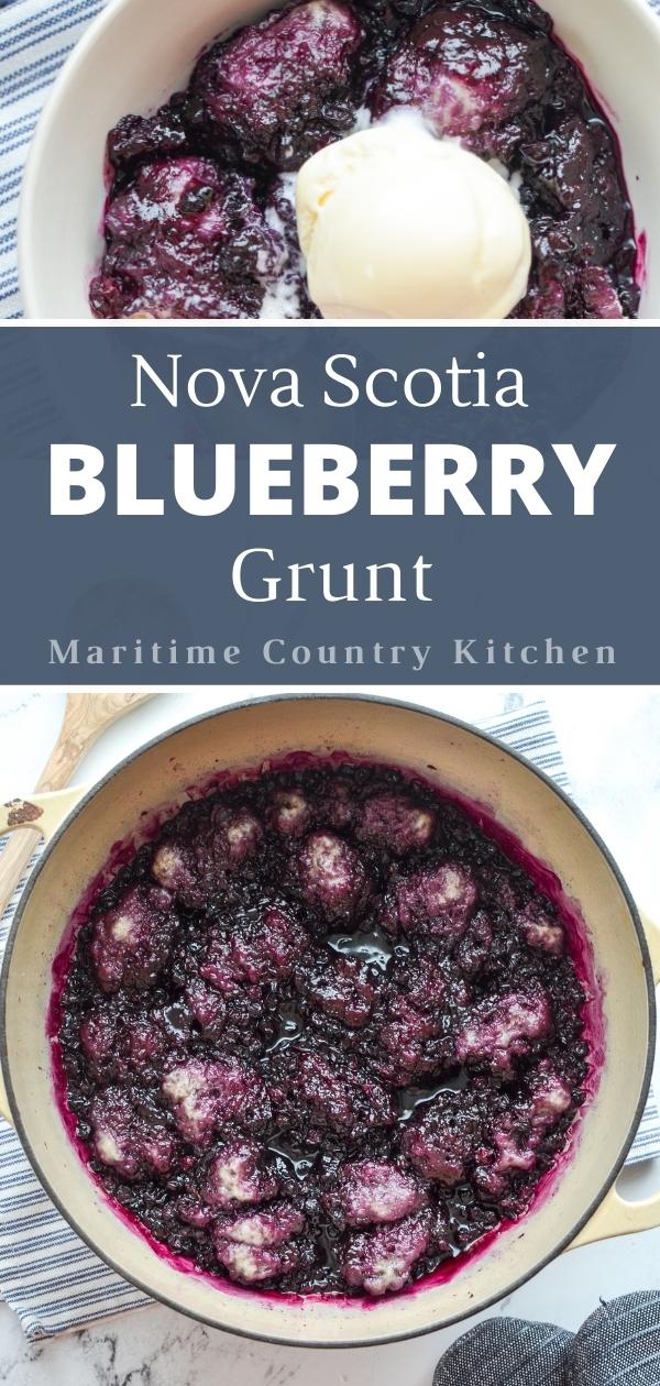 A Dutch Oven filled with blueberry grunt.